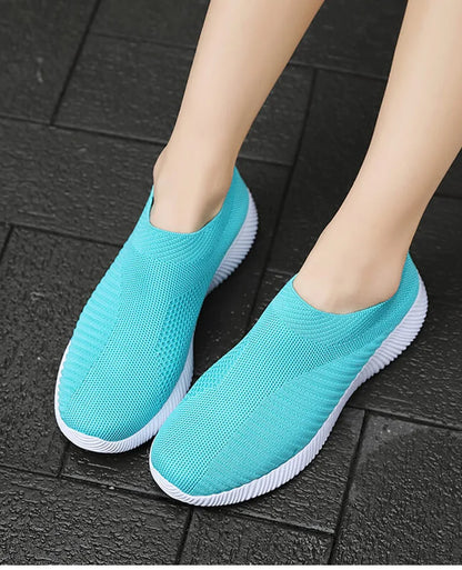 Women Shoes Breathable Flats Elastic Flat Shoes For Women Sneakers, Spring Summer Footwear Lightweight Sports Shoes