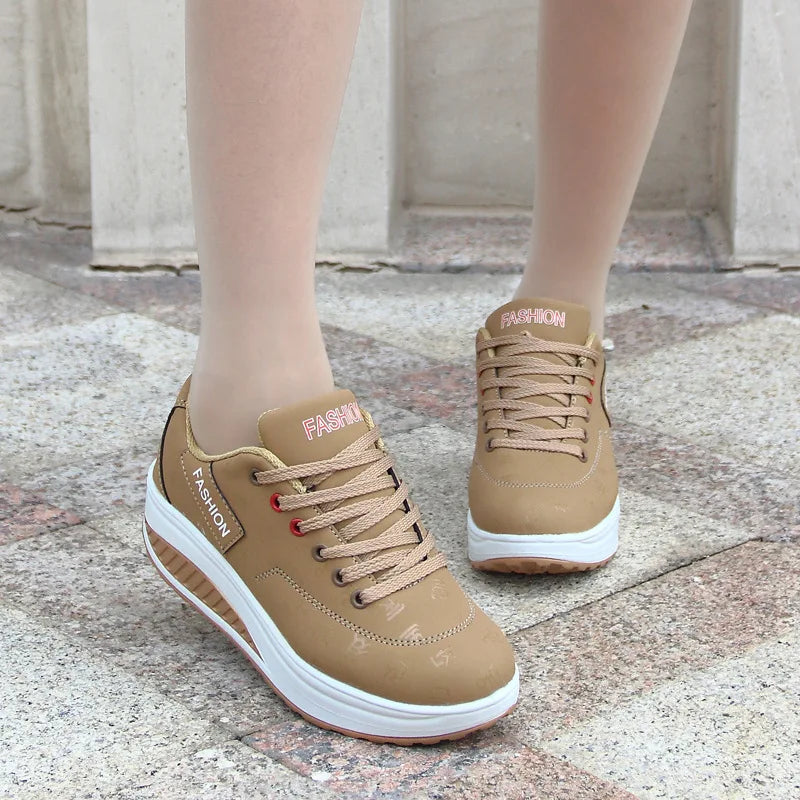 Women's Shoes Outdoor Casual Shoes Autumn Fashion Platform Vulcanized Shoes Flat Sole Walking Shoe. Plus Size Lace-up Sneakers