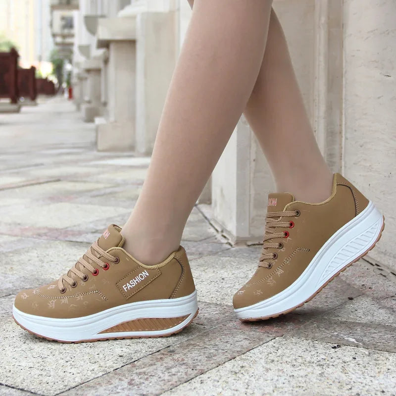 Women's Shoes Outdoor Casual Shoes Autumn Fashion Platform Vulcanized Shoes Flat Sole Walking Shoe. Plus Size Lace-up Sneakers