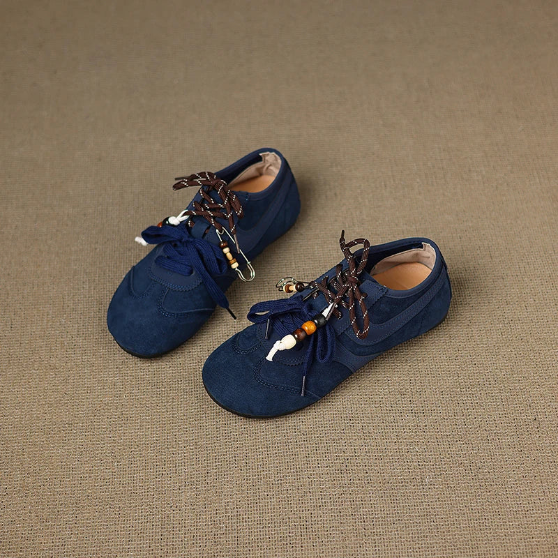 Women's Shoes Flats Casual Sneakers Round Toe Barefoot Woman Elegant Low Heel Stylish Trend Luxury High Quality Blue Vulcanize