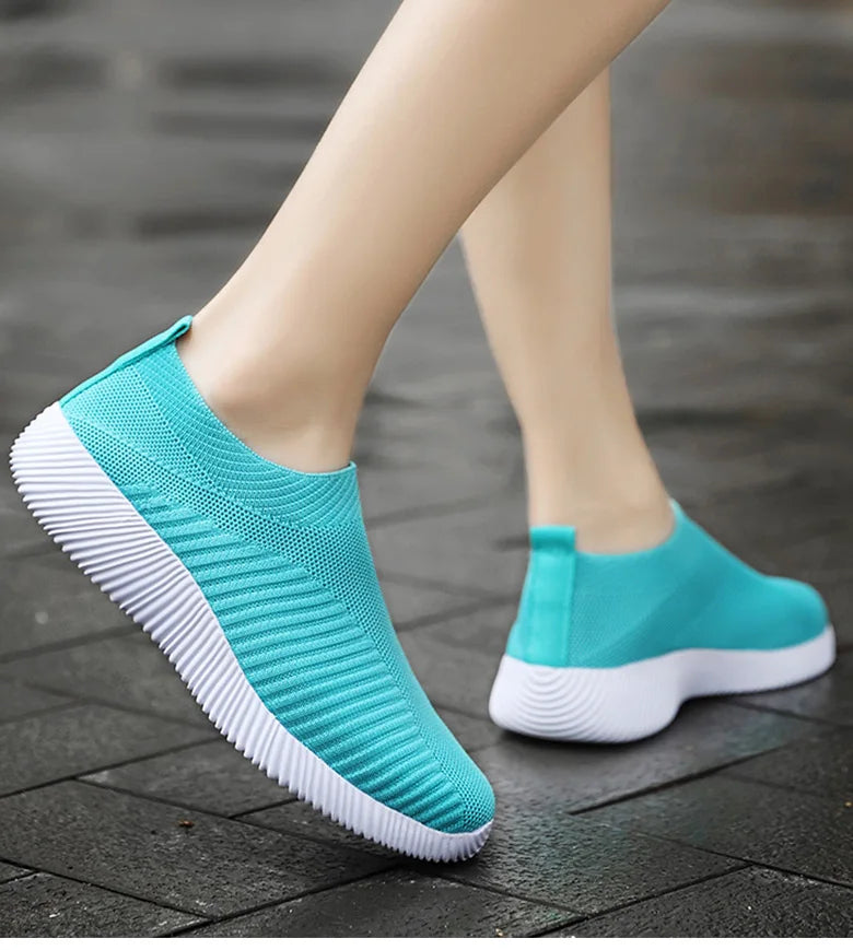 Women Shoes Breathable Flats Elastic Flat Shoes For Women Sneakers, Spring Summer Footwear Lightweight Sports Shoes