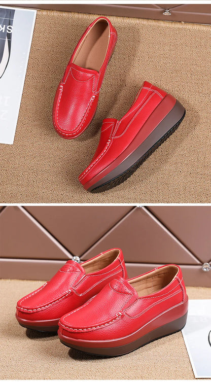 Women's Loafers Comfortable Female Vulcanized Shoes Wedge Moccasin Orthopedic Slip-on Platform Shoes