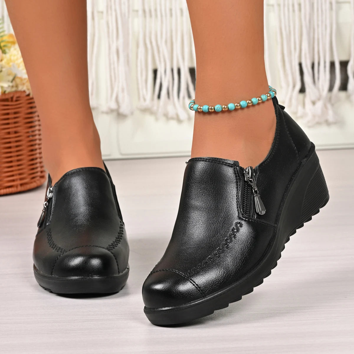 New Women's Shoes Fashion Womens High Heels Shallow Wedges Moms Shoes Summer Breathable Casual Shoes Zapatos