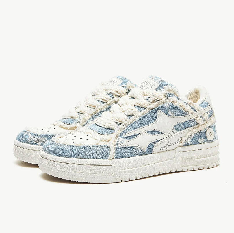 Women Shoes For Tennis. Retro Fashion Star Shoes White Leather, Outdoor Sport, Casual Shoes