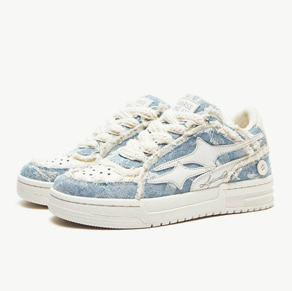 Women Shoes For Tennis. Retro Fashion Star Shoes White Leather, Outdoor Sport, Casual Shoes