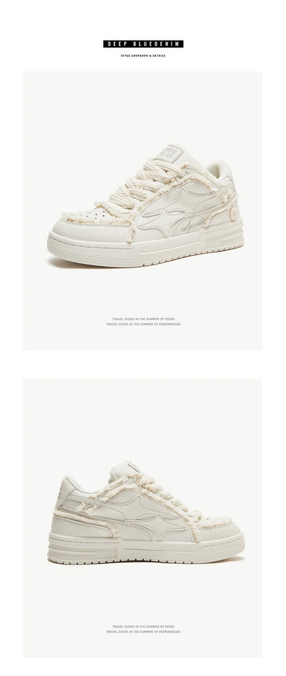 Women Shoes For Tennis. Retro Fashion Star Shoes White Leather, Outdoor Sport, Casual Shoes