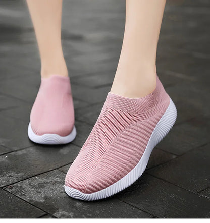 Women Shoes Breathable Flats Elastic Flat Shoes For Women Sneakers, Spring Summer Footwear Lightweight Sports Shoes
