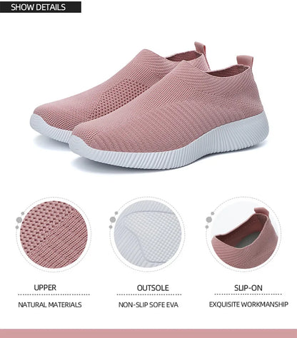 Women Shoes Breathable Flats Elastic Flat Shoes For Women Sneakers, Spring Summer Footwear Lightweight Sports Shoes