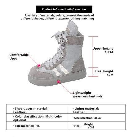 Sports and Leisure Shoes for Women New Fashionable High Top Shoes Flat Bottomed Lightweight and Comfortable Work Boots