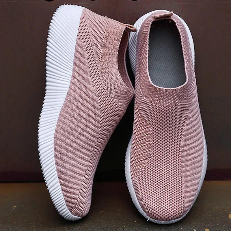 Women Shoes Breathable Flats Elastic Flat Shoes For Women Sneakers, Spring Summer Footwear Lightweight Sports Shoes