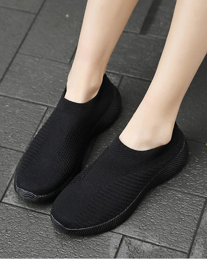 Women Shoes Breathable Flats Elastic Flat Shoes For Women Sneakers, Spring Summer Footwear Lightweight Sports Shoes