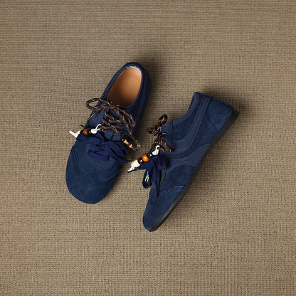 Women's Shoes Flats Casual Sneakers Round Toe Barefoot Woman Elegant Low Heel Stylish Trend Luxury High Quality Blue Vulcanize