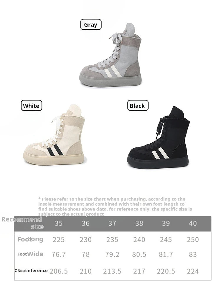 Sports and Leisure Shoes for Women New Fashionable High Top Shoes Flat Bottomed Lightweight and Comfortable Work Boots