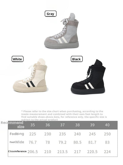 Sports and Leisure Shoes for Women New Fashionable High Top Shoes Flat Bottomed Lightweight and Comfortable Work Boots