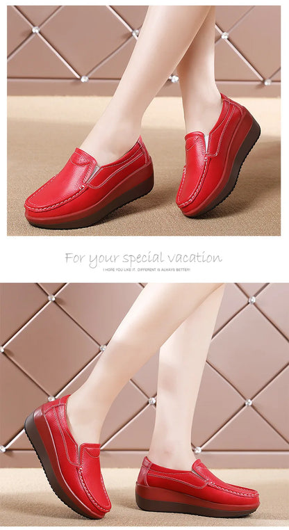 Women's Loafers Comfortable Female Vulcanized Shoes Wedge Moccasin Orthopedic Slip-on Platform Shoes