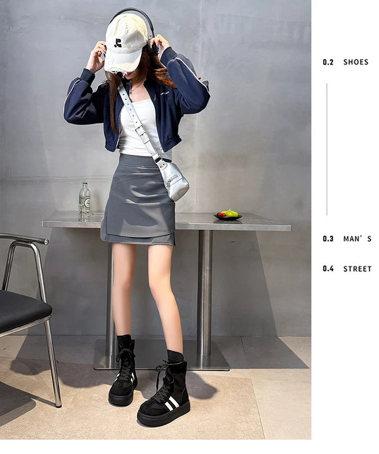 Sports and Leisure Shoes for Women New Fashionable High Top Shoes Flat Bottomed Lightweight and Comfortable Work Boots