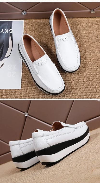 Women's Loafers Comfortable Female Vulcanized Shoes Wedge Moccasin Orthopedic Slip-on Platform Shoes