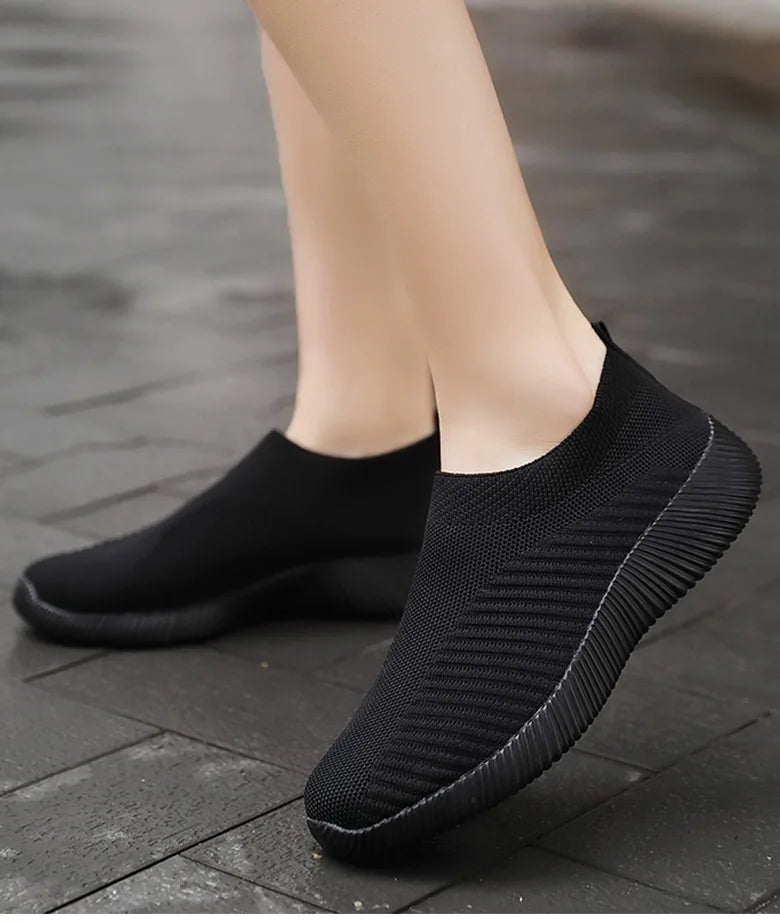 Women Shoes Breathable Flats Elastic Flat Shoes For Women Sneakers, Spring Summer Footwear Lightweight Sports Shoes