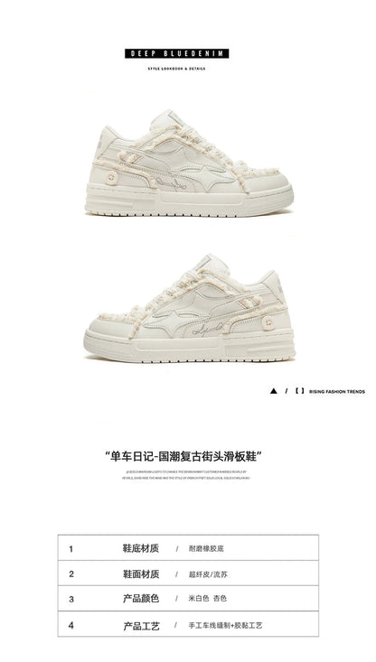 Women Shoes For Tennis. Retro Fashion Star Shoes White Leather, Outdoor Sport, Casual Shoes