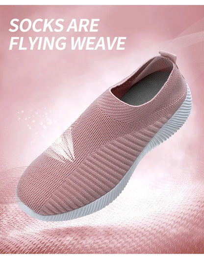 Women Shoes Breathable Flats Elastic Flat Shoes For Women Sneakers, Spring Summer Footwear Lightweight Sports Shoes
