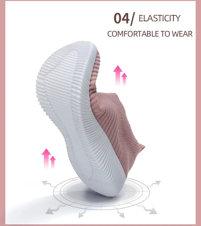 Women Shoes Breathable Flats Elastic Flat Shoes For Women Sneakers, Spring Summer Footwear Lightweight Sports Shoes