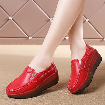 Women's Loafers Comfortable Female Vulcanized Shoes Wedge Moccasin Orthopedic Slip-on Platform Shoes