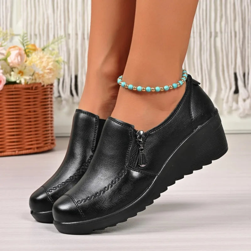 New Women's Shoes Fashion Womens High Heels Shallow Wedges Moms Shoes Summer Breathable Casual Shoes Zapatos