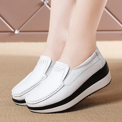 Women's Loafers Comfortable Female Vulcanized Shoes Wedge Moccasin Orthopedic Slip-on Platform Shoes