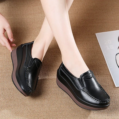 Women's Loafers Comfortable Female Vulcanized Shoes Wedge Moccasin Orthopedic Slip-on Platform Shoes