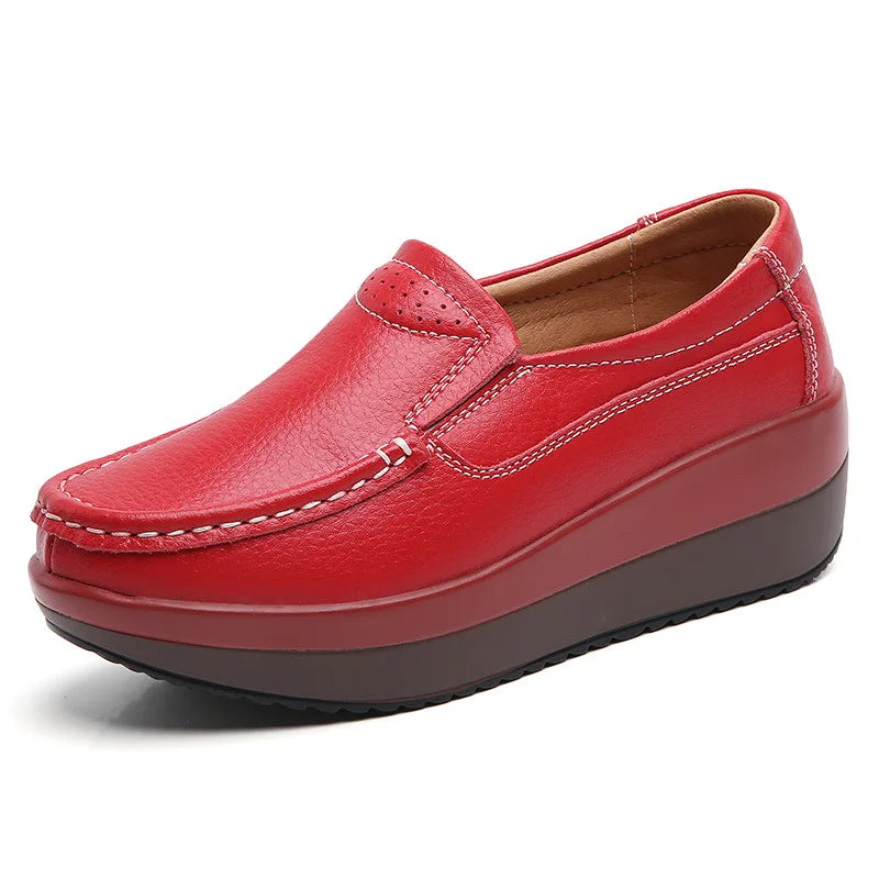 Women's Loafers Comfortable Female Vulcanized Shoes Wedge Moccasin Orthopedic Slip-on Platform Shoes
