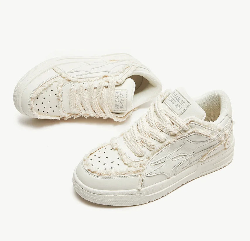 Women Shoes For Tennis. Retro Fashion Star Shoes White Leather, Outdoor Sport, Casual Shoes