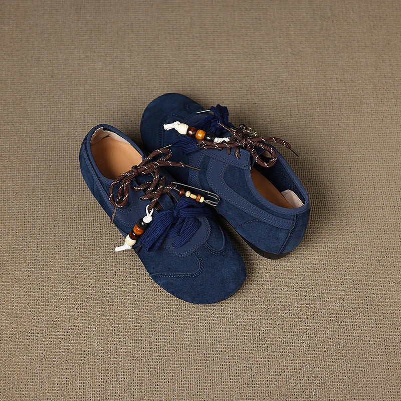 Women's Shoes Flats Casual Sneakers Round Toe Barefoot Woman Elegant Low Heel Stylish Trend Luxury High Quality Blue Vulcanize