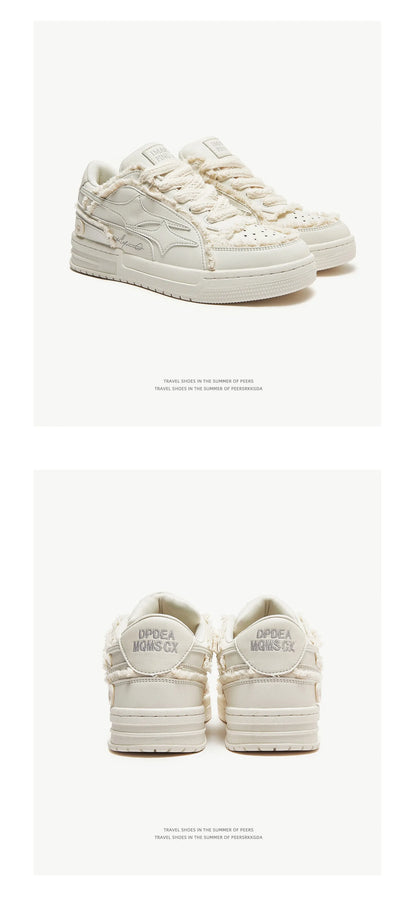 Women Shoes For Tennis. Retro Fashion Star Shoes White Leather, Outdoor Sport, Casual Shoes