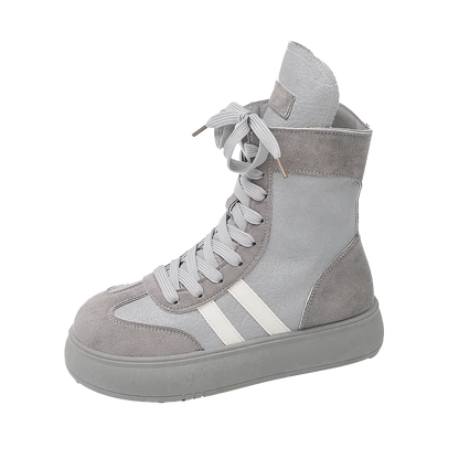 Sports and Leisure Shoes for Women New Fashionable High Top Shoes Flat Bottomed Lightweight and Comfortable Work Boots