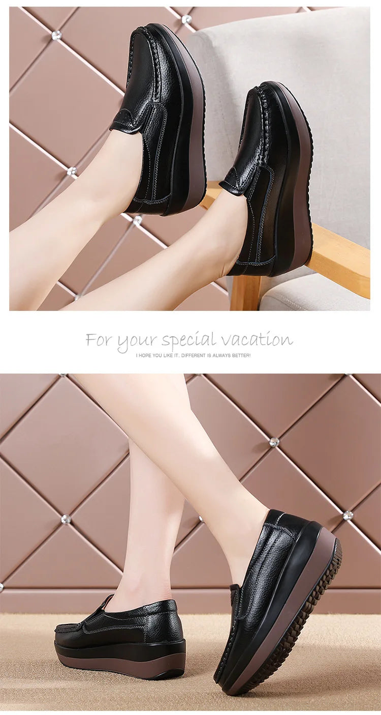 Women's Loafers Comfortable Female Vulcanized Shoes Wedge Moccasin Orthopedic Slip-on Platform Shoes
