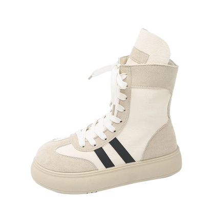 Sports and Leisure Shoes for Women New Fashionable High Top Shoes Flat Bottomed Lightweight and Comfortable Work Boots